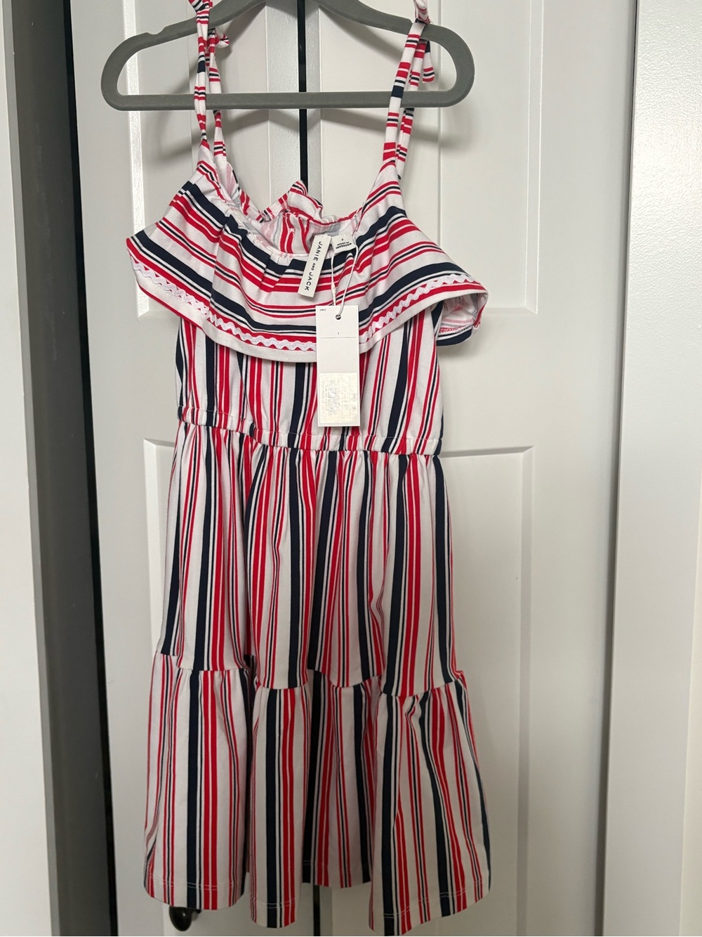 NWT Janie and Jack Navy, Red, White dress SIZE 7